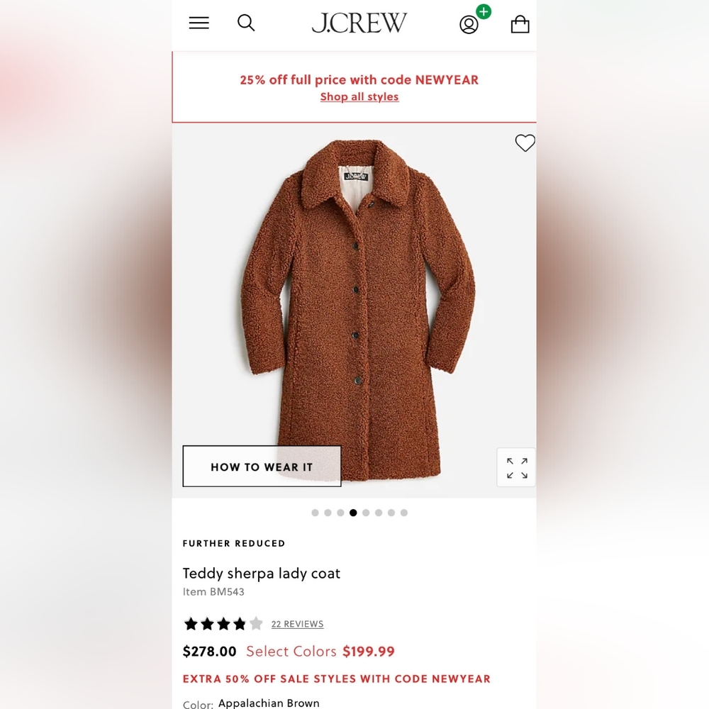 NWT J. Crew Women's Brown Teddy Sherpa Coat